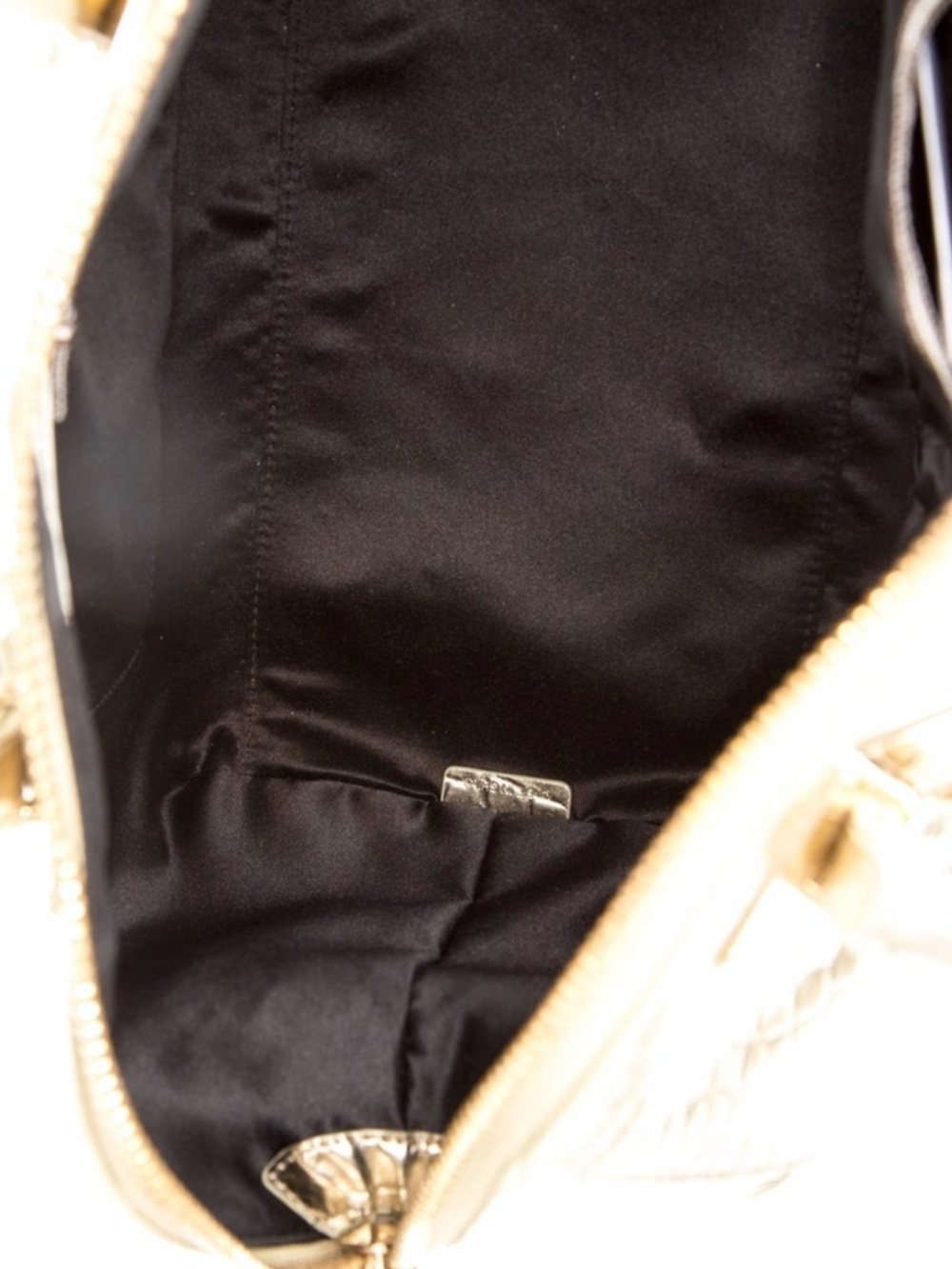 Henri Bendel Large Metallic Gold Croc-Embossed Satchel Handbag! W dust bag! - Picture 5 of 5
